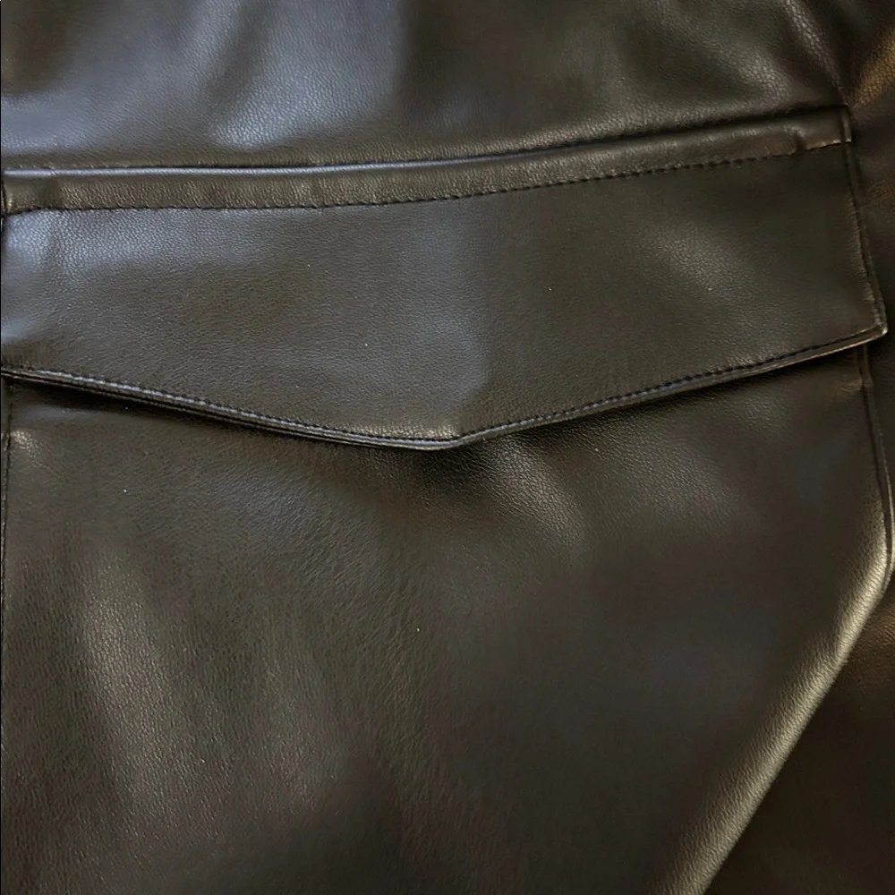 a new day Black Faux Leather Cropped Cargo Jacket - Picture 9 of 10